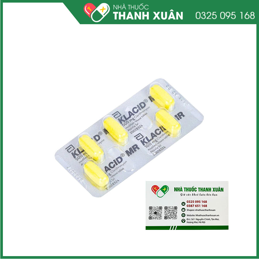 Klacid MR 500mg điều trị nhiễm khuẩn hô hấp, nhiễm trùng tiết niệu, da hoặc mô mềm